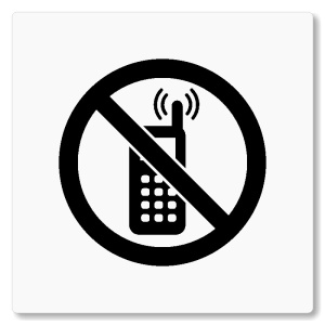 Zákaz telefonování, 100x100mm, bílá, Nevada